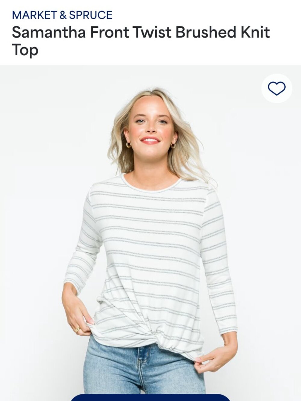 Market & Spruce Samantha Front Twist Brushed Knit Top